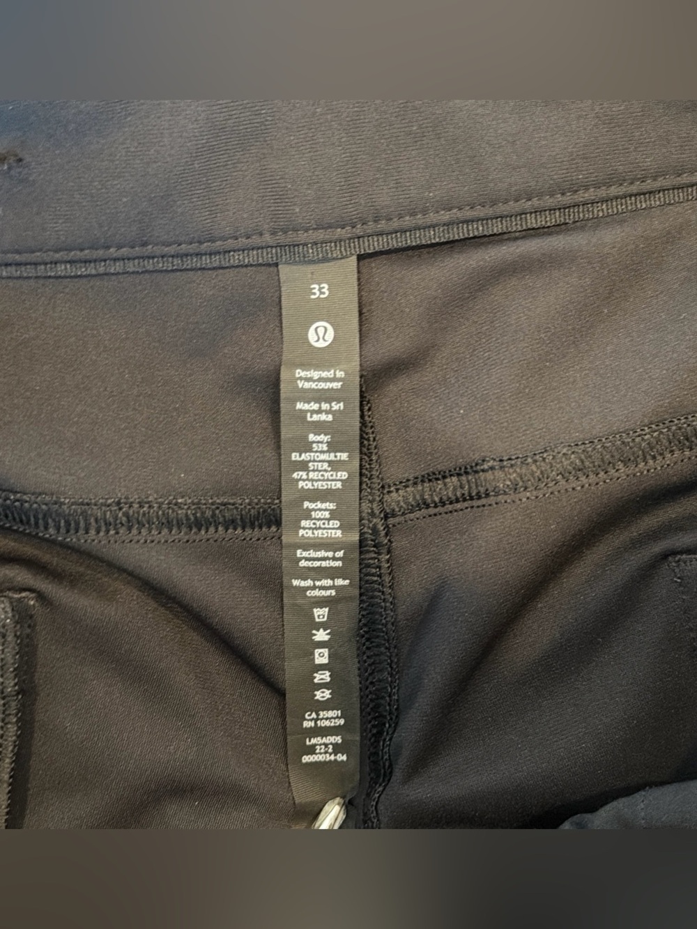Lululemon ABC Pant Warpstreme Black Mens Size 33 x 30 5-Pocket M5ADDS - Picture 3 of 6